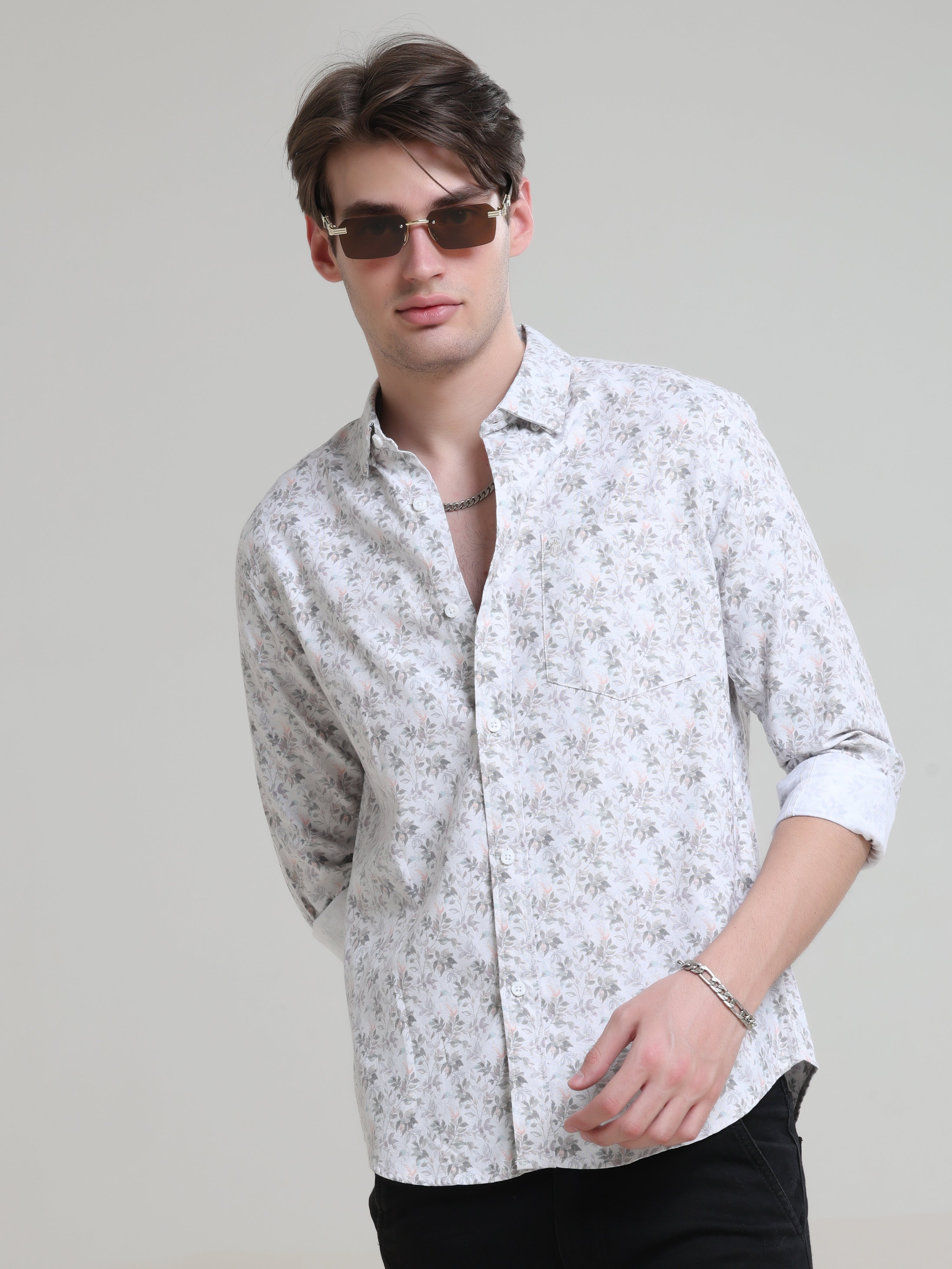 Shop Trendy Off White Printed Shirt For Men OnlineRs. 1399.00