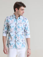 Buy Latest Aquamarine Abstract Print Shirt OnlineRs. 1359.00