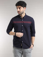 Buy Latest Navy Blue Horizontal Line Shirt Online In IndiaRs. 1399.00