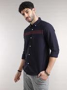 Buy Latest Navy Blue Horizontal Line Shirt Online In IndiaRs. 1399.00