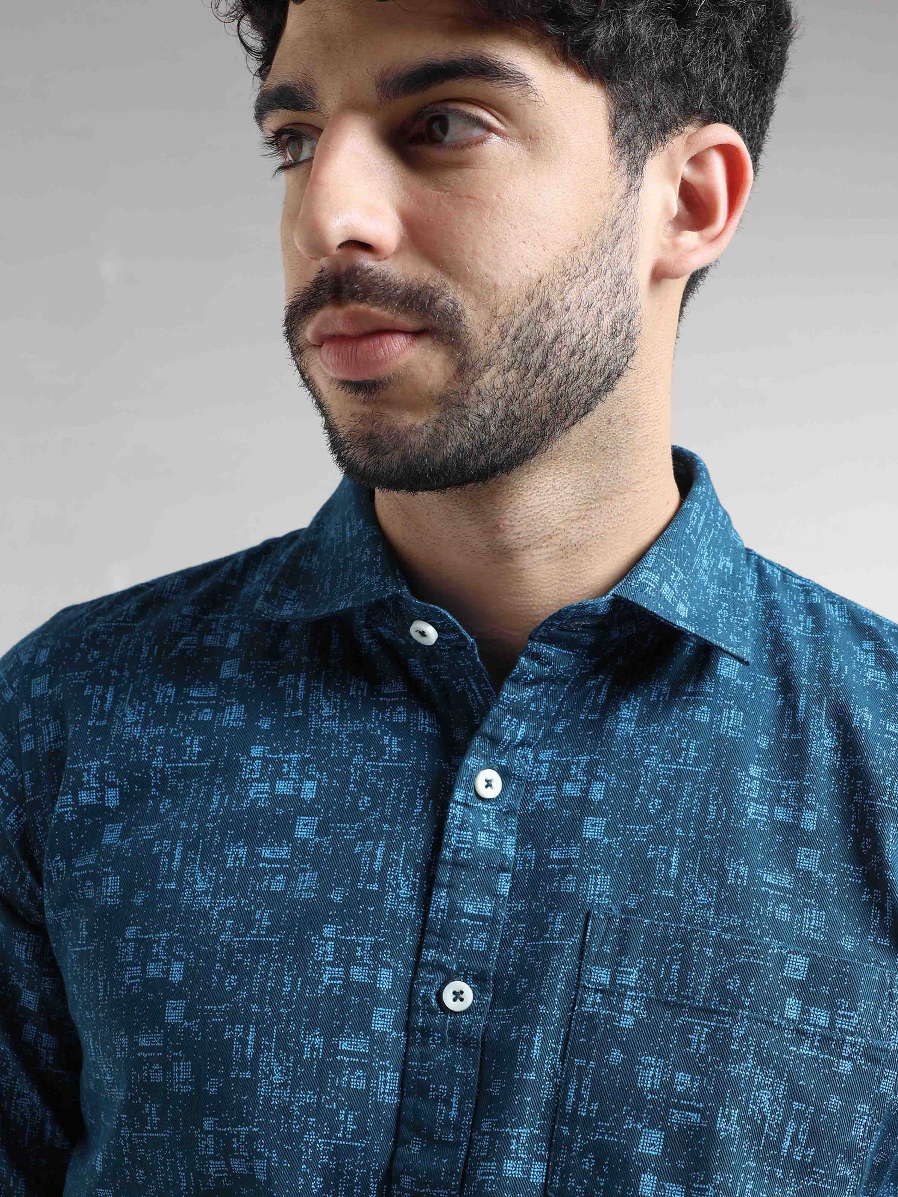 Buy Latest Dark Blue Printed Shirt Online at Great PriceRs. 1349.00