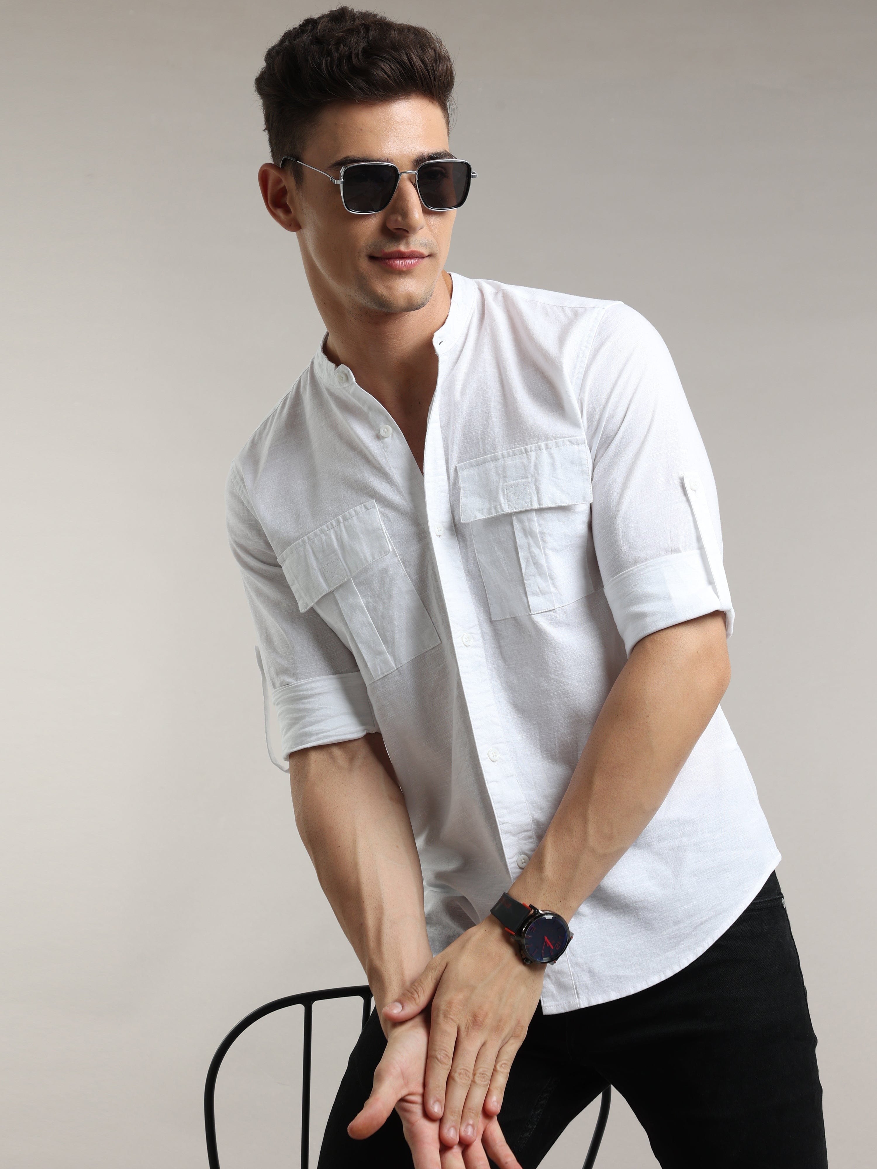 Buy Latest White Cargo Shirt For Men at Great PriceRs. 1399.00