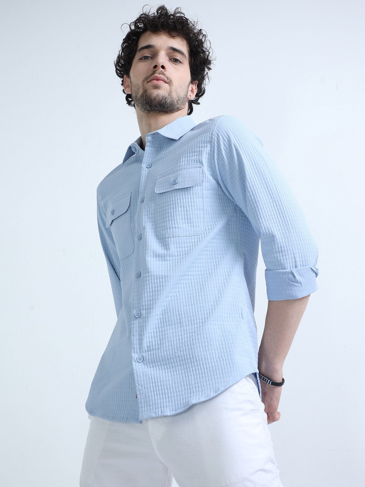 Shop Trendy Solid Sky Blue Colour Shirt Online In IndiaRs. 1349.00