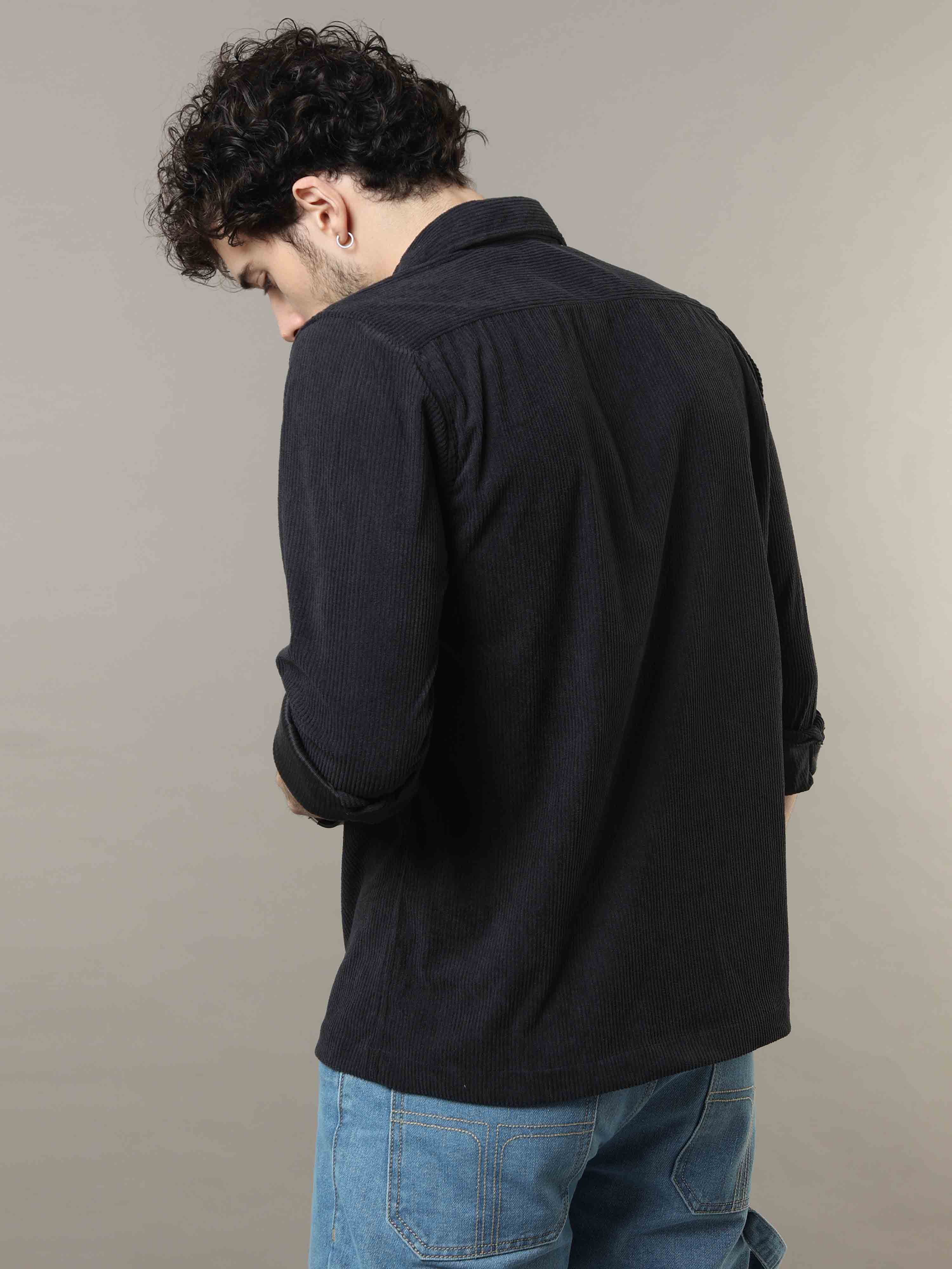 Graphite Corduroy Double Pocket with Contrast Patch Shirt 