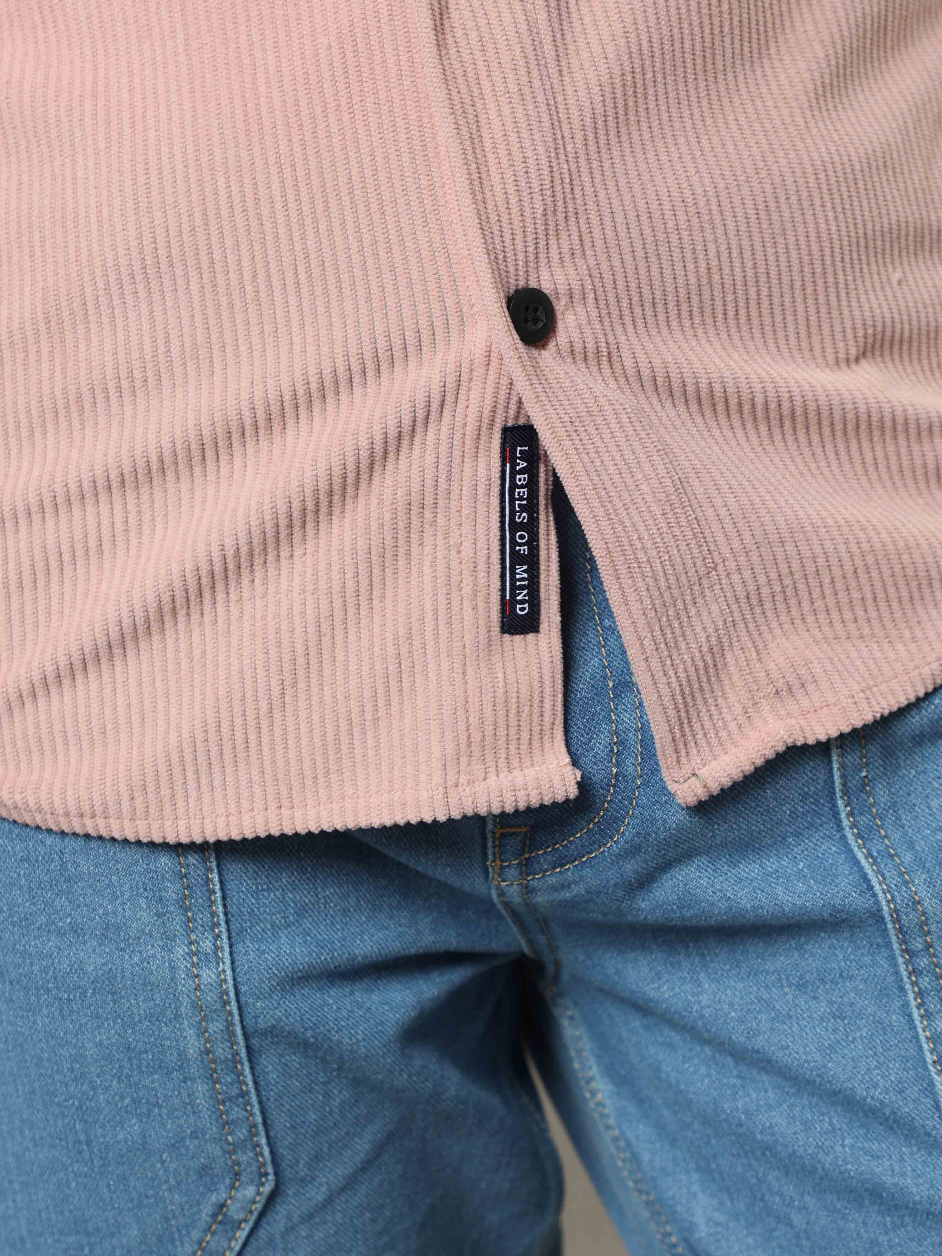 Peach Corduroy Double Pocket Shirt 