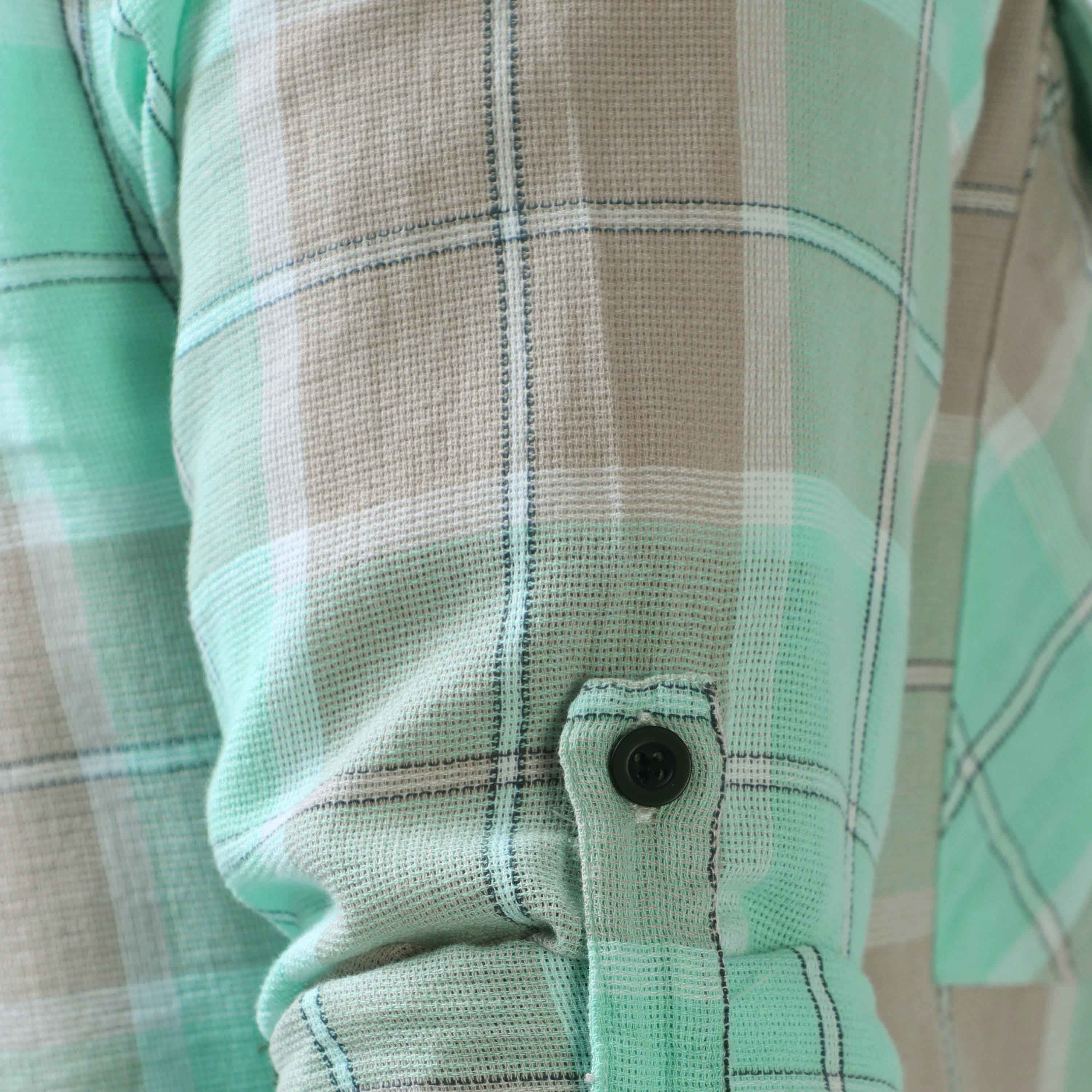 Buy Seafoam Green and Light Brown Linen Check Shirt MensRs. 1399.00
