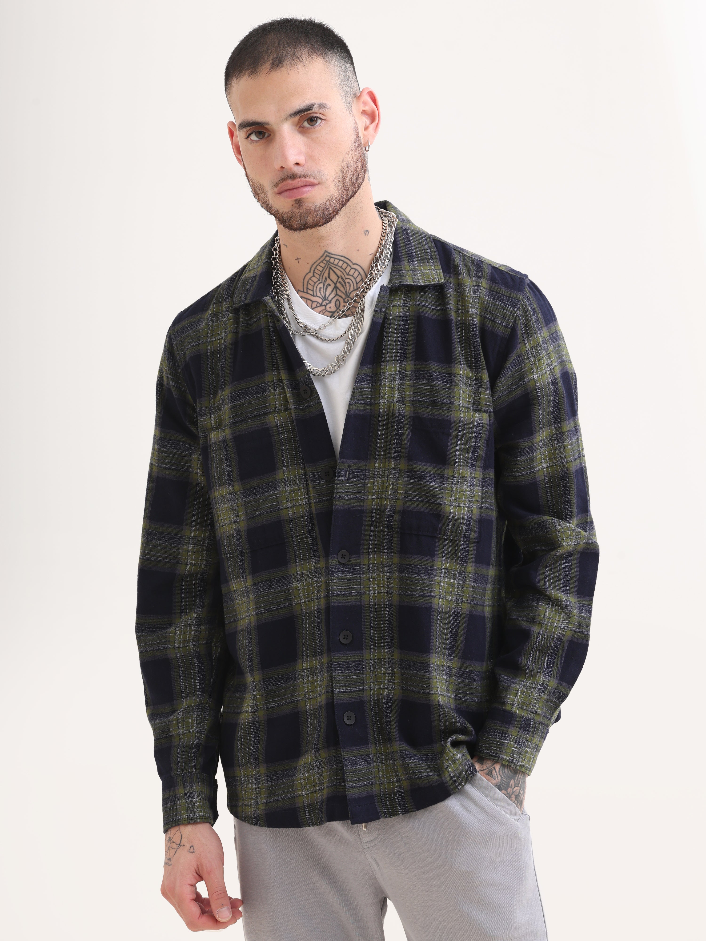 Lawn Green & Black Brushed Check ShacketRs. 1599.00