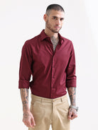 Crimson Maroon Textured Solid ShirtRs. 1399.00