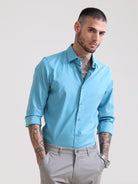 Flourescent Blue Textured Solid ShirtRs. 1399.00