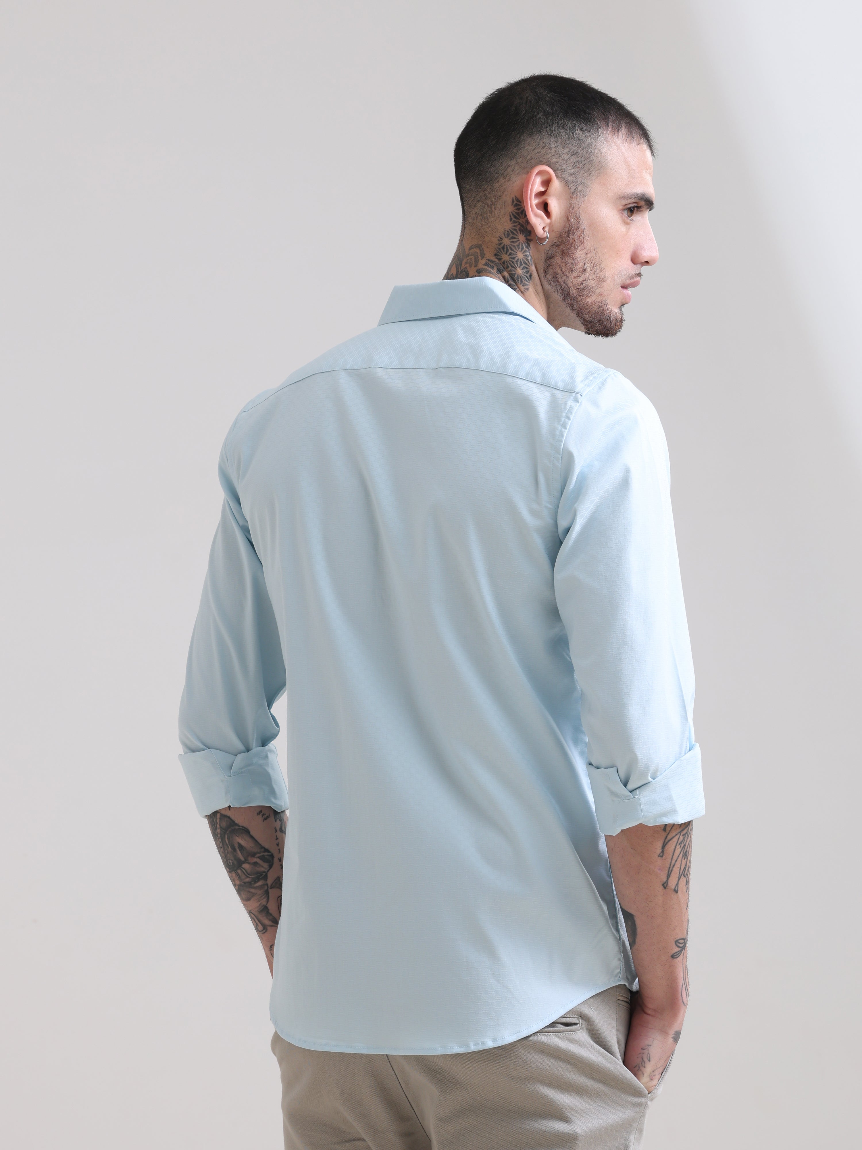 Aquamarine Blue Textured Solid ShirtRs. 1399.00