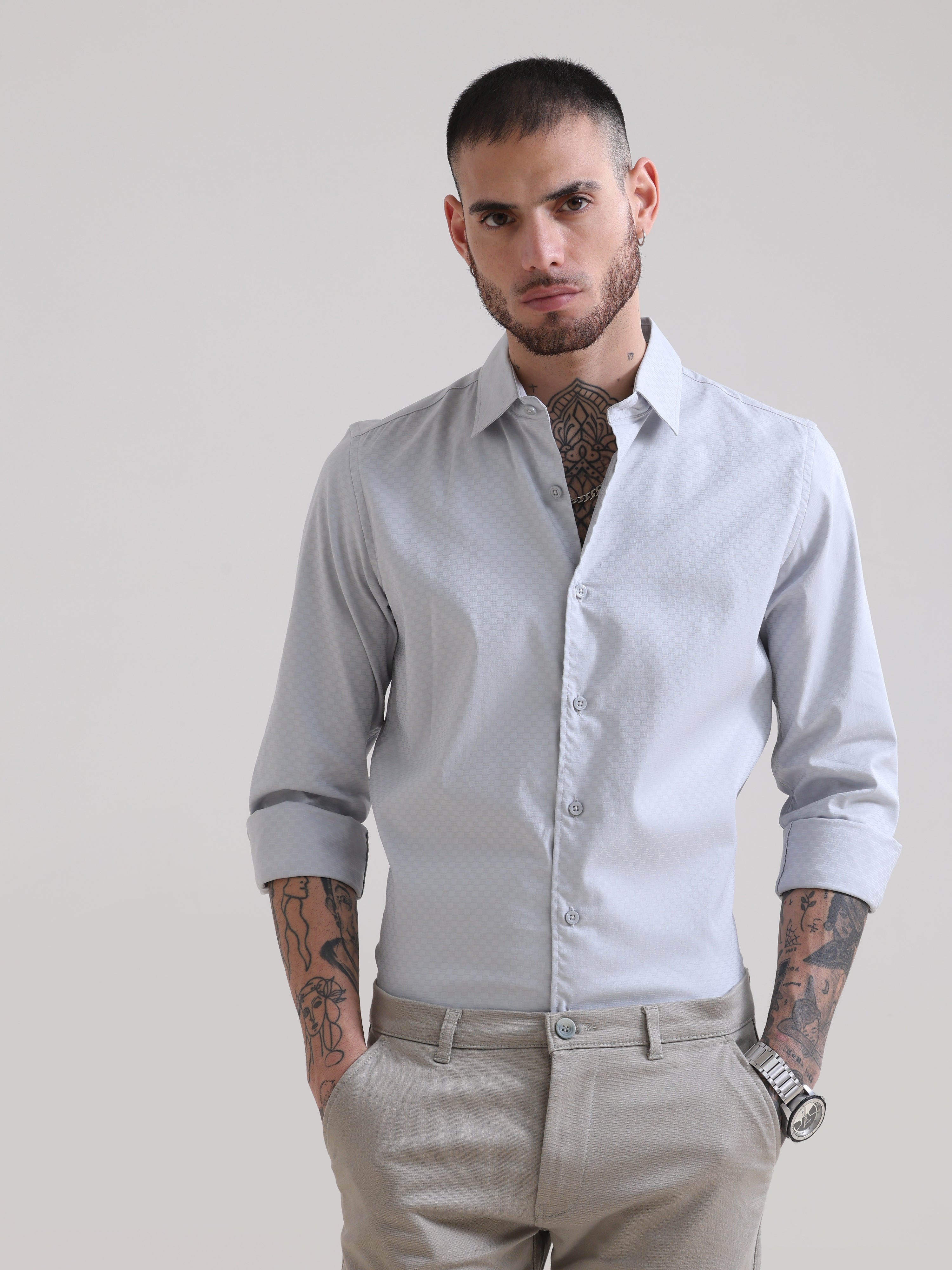 Cloud Grey Textured Solid ShirtRs. 1399.00