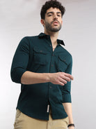 Buy Green Cotton Double Pocket Shirt Online at mileskartRs. 1349.00
