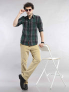 Shop Trendy Green And Black Check Shirt Online at Great PriceRs. 1449.00
