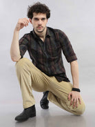 Buy Latest Olive And Cream Double Pocket Checks Shirt OnlineRs. 1449.00