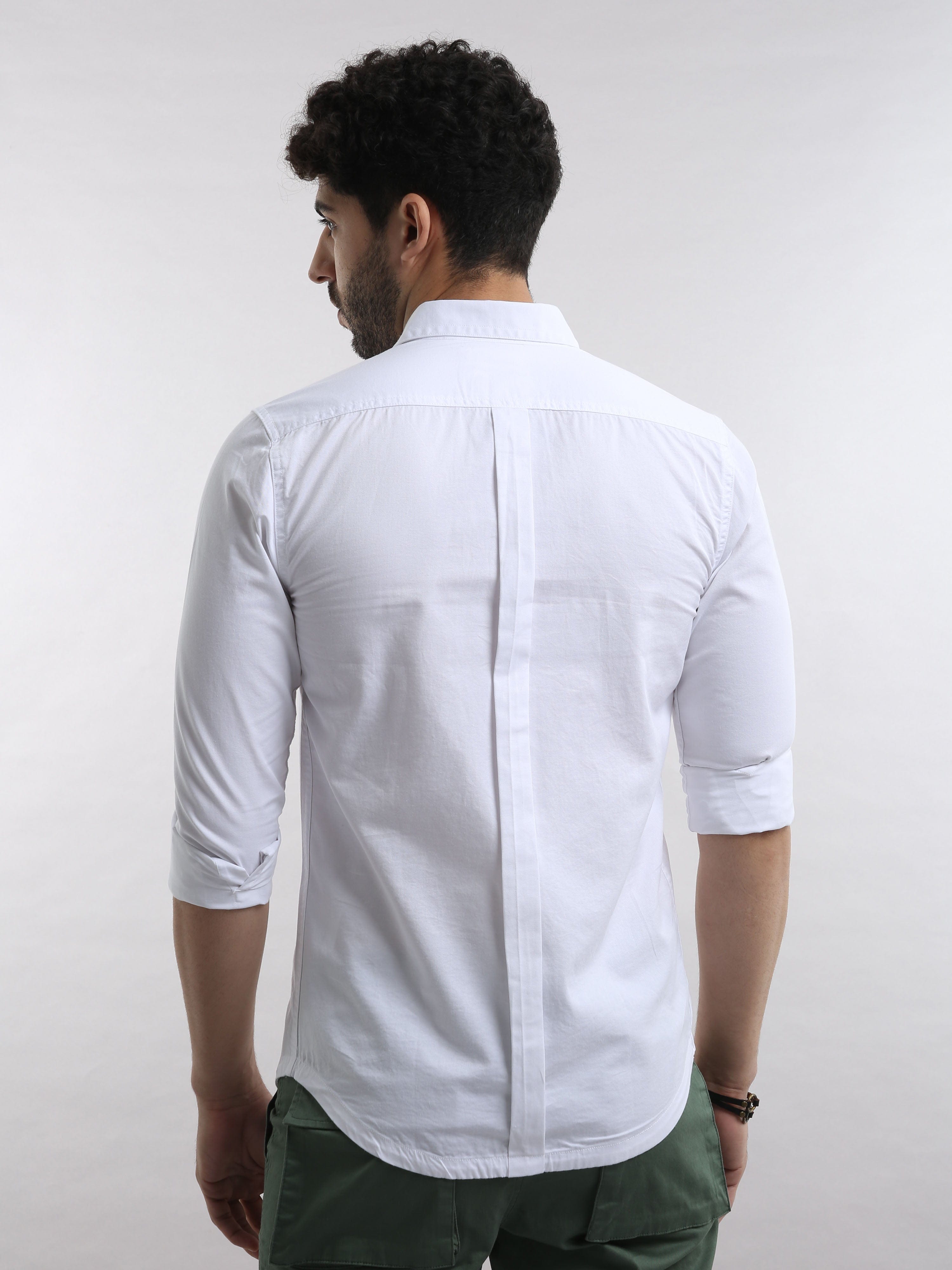 Alabaster White Twill Cotton Double Pocket Shirt
