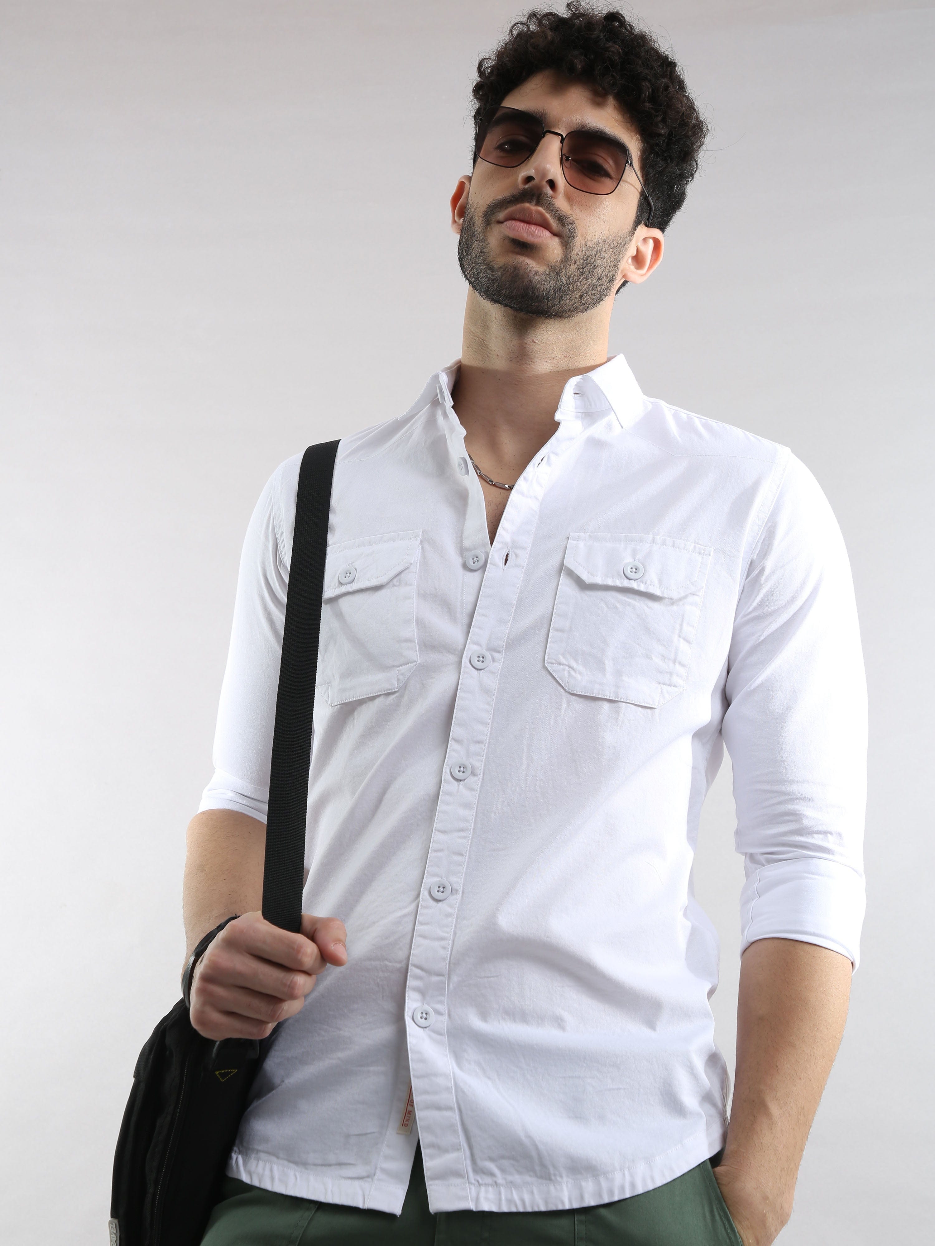 Buy White Cotton Double Pocket Shirt Online At Great PriceRs. 1349.00