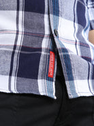 Buy Stylish White And Navy Blue Double Pocket Check ShirtsRs. 999.00