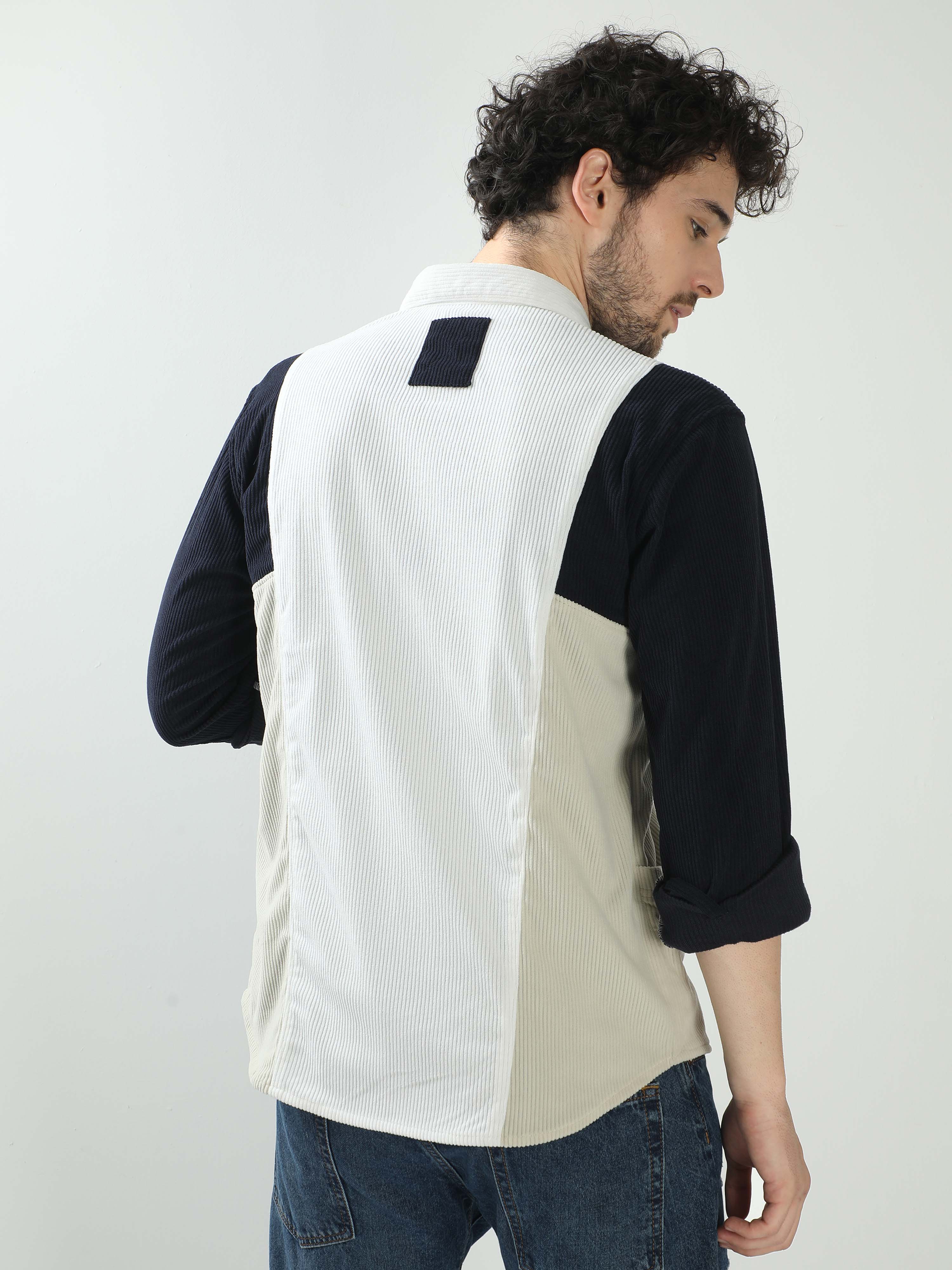 Shop Latest Double Pocket White Corduroy Shirt OnlineRs. 1599.00