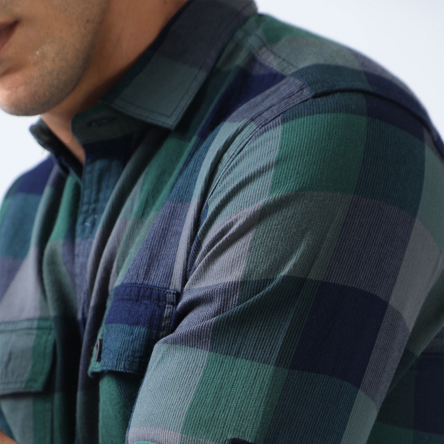 Buy Trendy Green And Blue Check Shirt OnlineRs. 1399.00