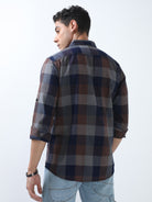 Buy Stylish Brown And Blue Check Shirt for Men OnlineRs. 1399.00
