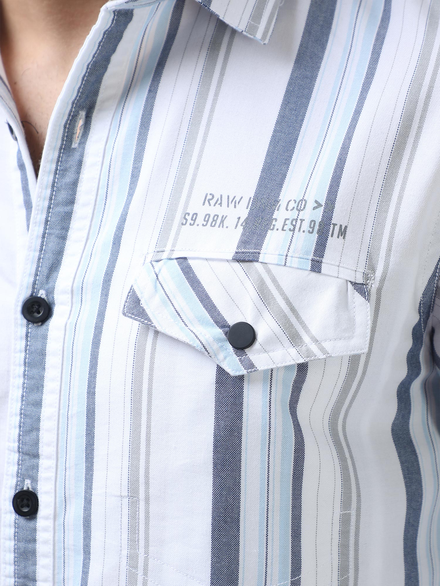 Shop Latest Arctic Blue Slim Fit Striped Shirt OnlineRs. 1349.00