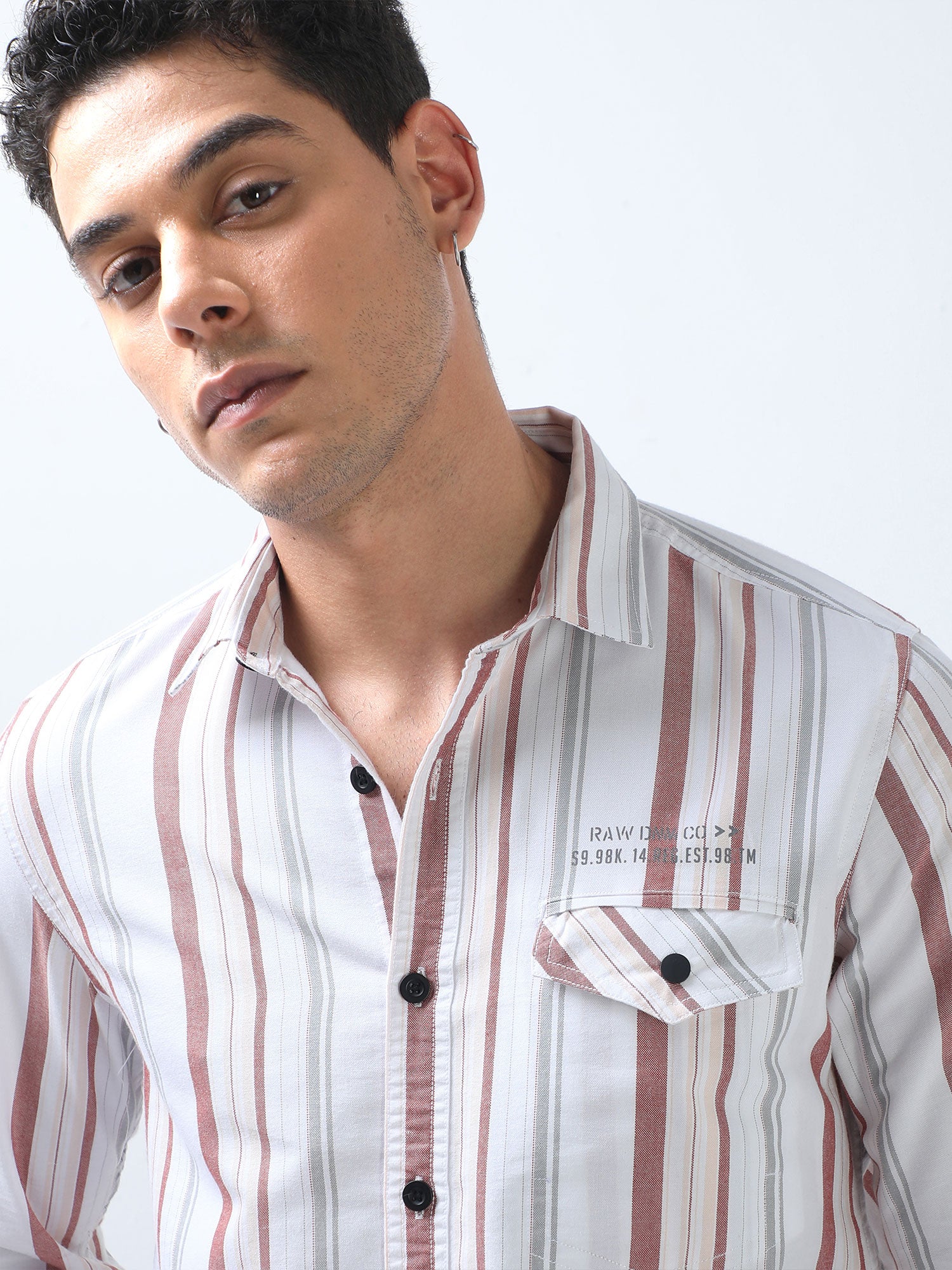 Barn Red and Slate Grey Stripes Shirt for Men 