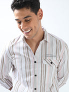 Buy Trendy Brown Striped Shirt Mens Full Sleeve OnlineRs. 1349.00