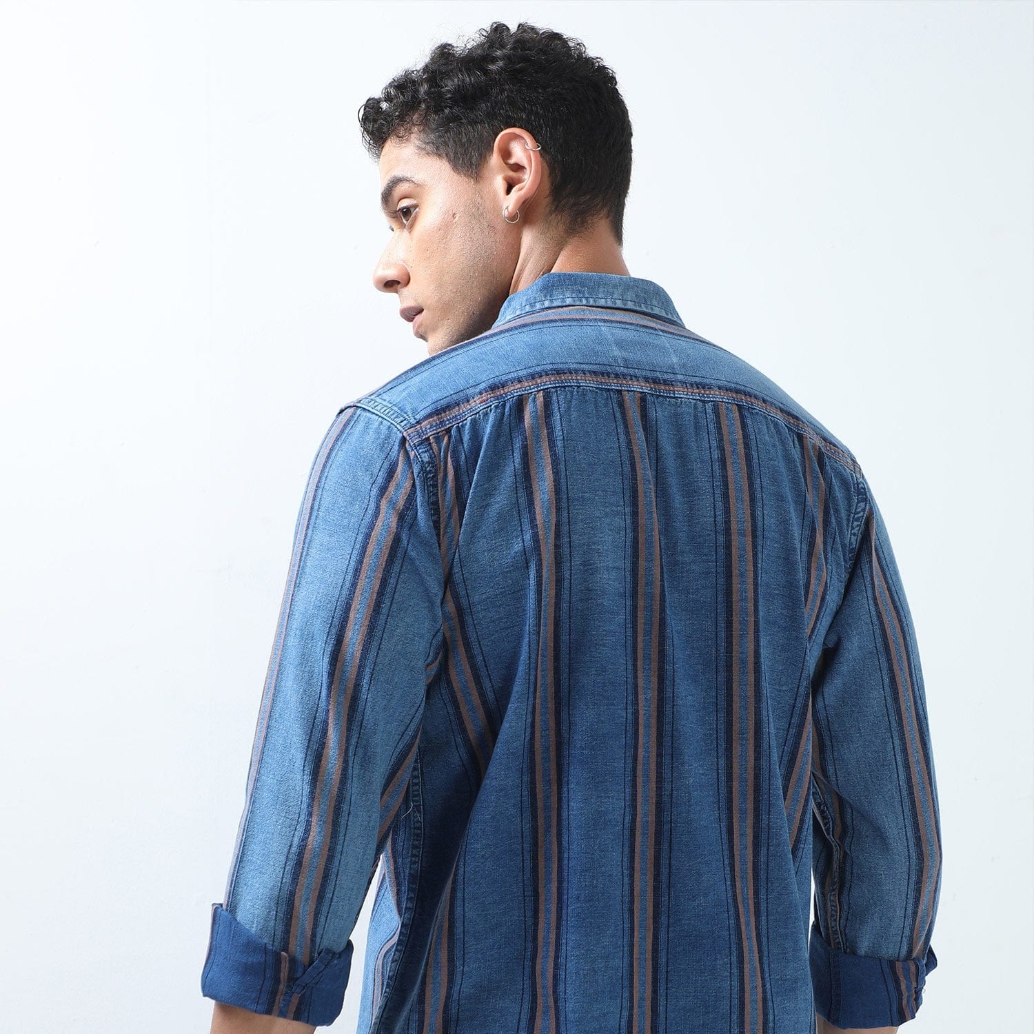 Shop Cool And Comfortable Blue Striped Shirt OnlineRs. 1549.00