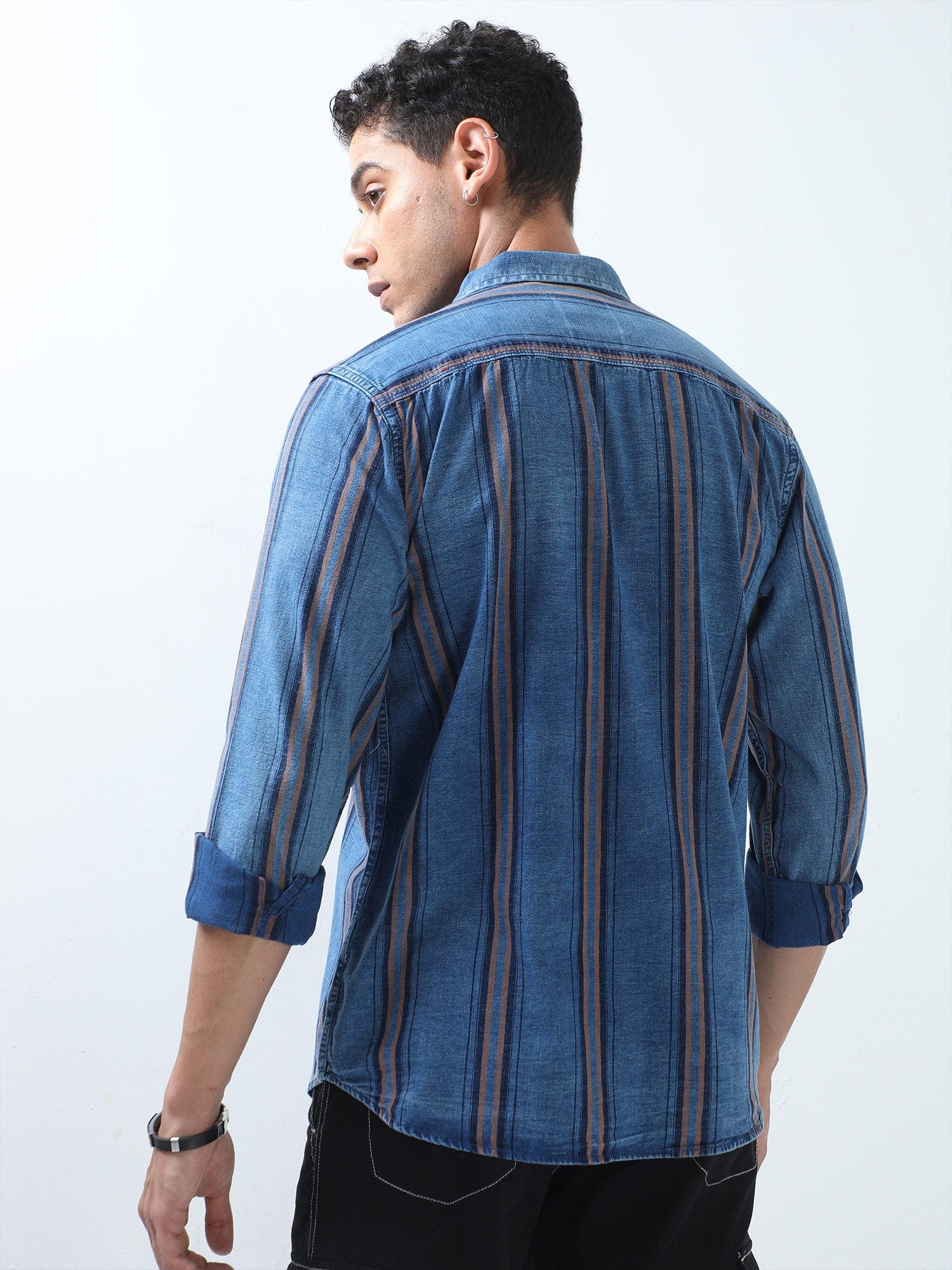 Shop Cool And Comfortable Blue Striped Shirt OnlineRs. 1549.00