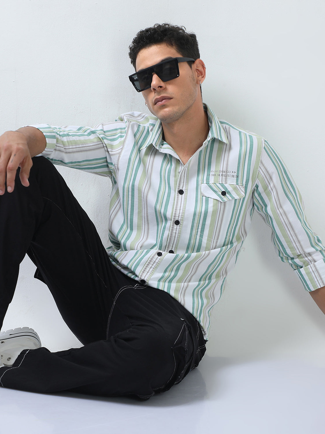 Shamrock and Chartreuse Green Stripes Shirt for men 