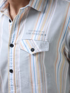Slate Grey, Amber and Blue Oxford Stripes Shirt