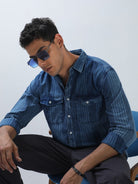 Shop Trendy Cobalt Blue Striped Shirt Online at Great PriceRs. 1549.00