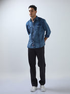 Shop Trendy Cobalt Blue Striped Shirt Online at Great PriceRs. 1549.00