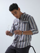 Shop Latest Double Pocket Striped Shirt For Men OnlineRs. 1349.00