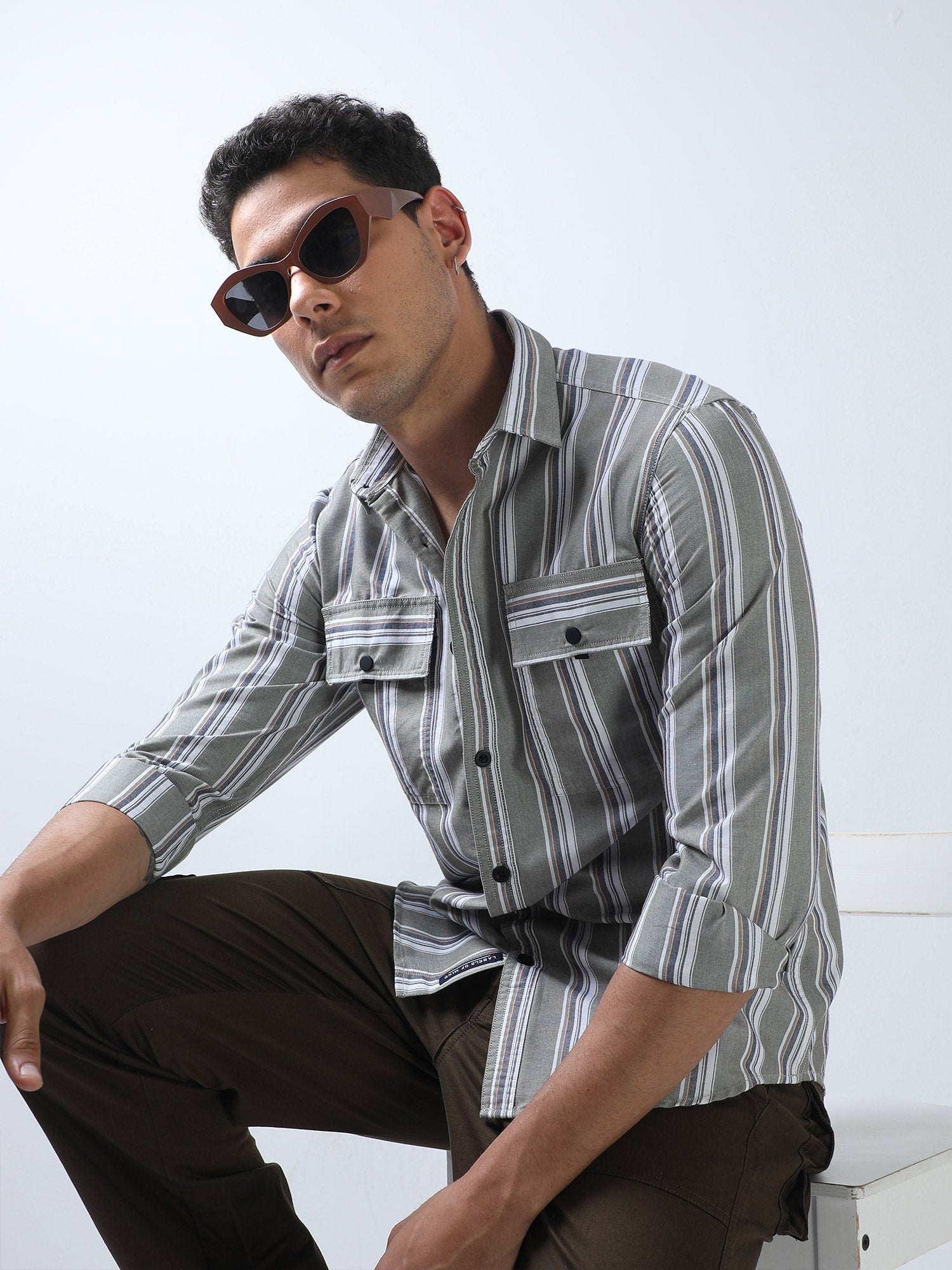 Buy Trendy Double Pocket Striped Shirt Men Online In IndiaRs. 1349.00