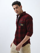 Shop Red And Black Double Pocket Jacket Over ShirtRs. 1499.00