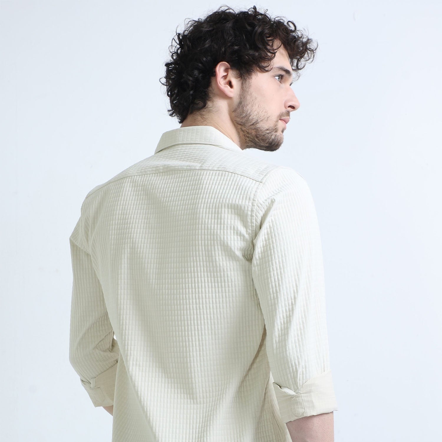 Shop Cool Ivory Double Pocket Solid Shirt For Men OnlineRs. 1349.00