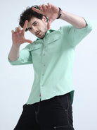 Buy Stylish Textured Solid Light Green Shirt Mens OnlineRs. 1349.00