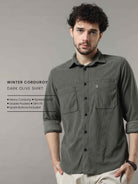 Dark Olive Green Shirt - Buy Latest Dual Pocket Shirt OnlineRs. 1499.00