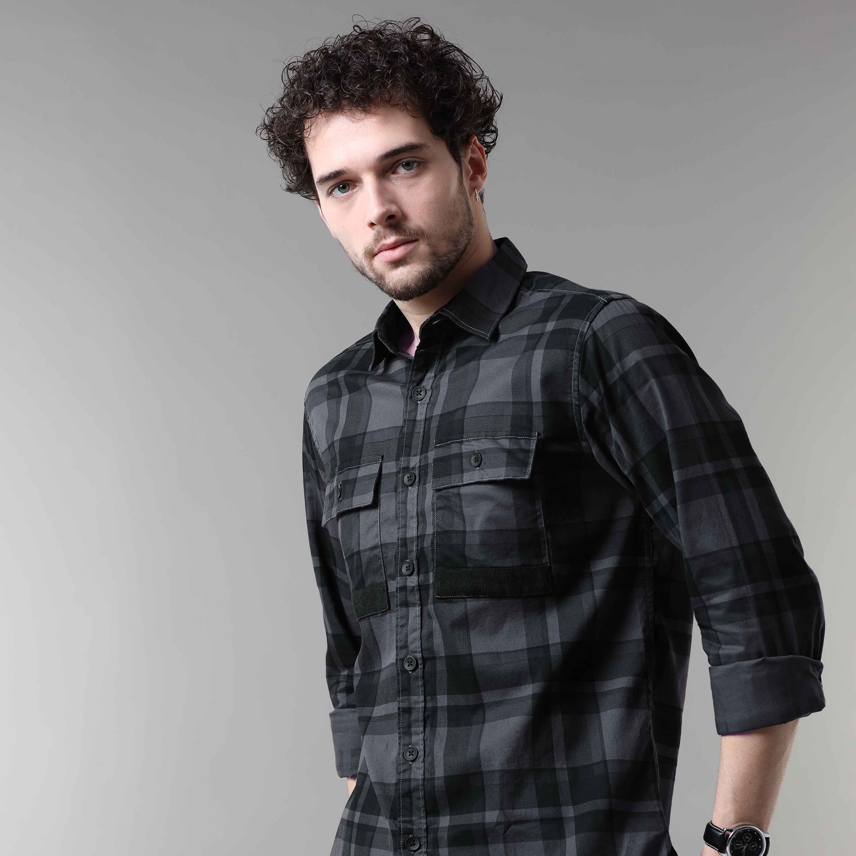 Shop Latest Black And Grey Check Shirt for Men OnlineRs. 1399.00
