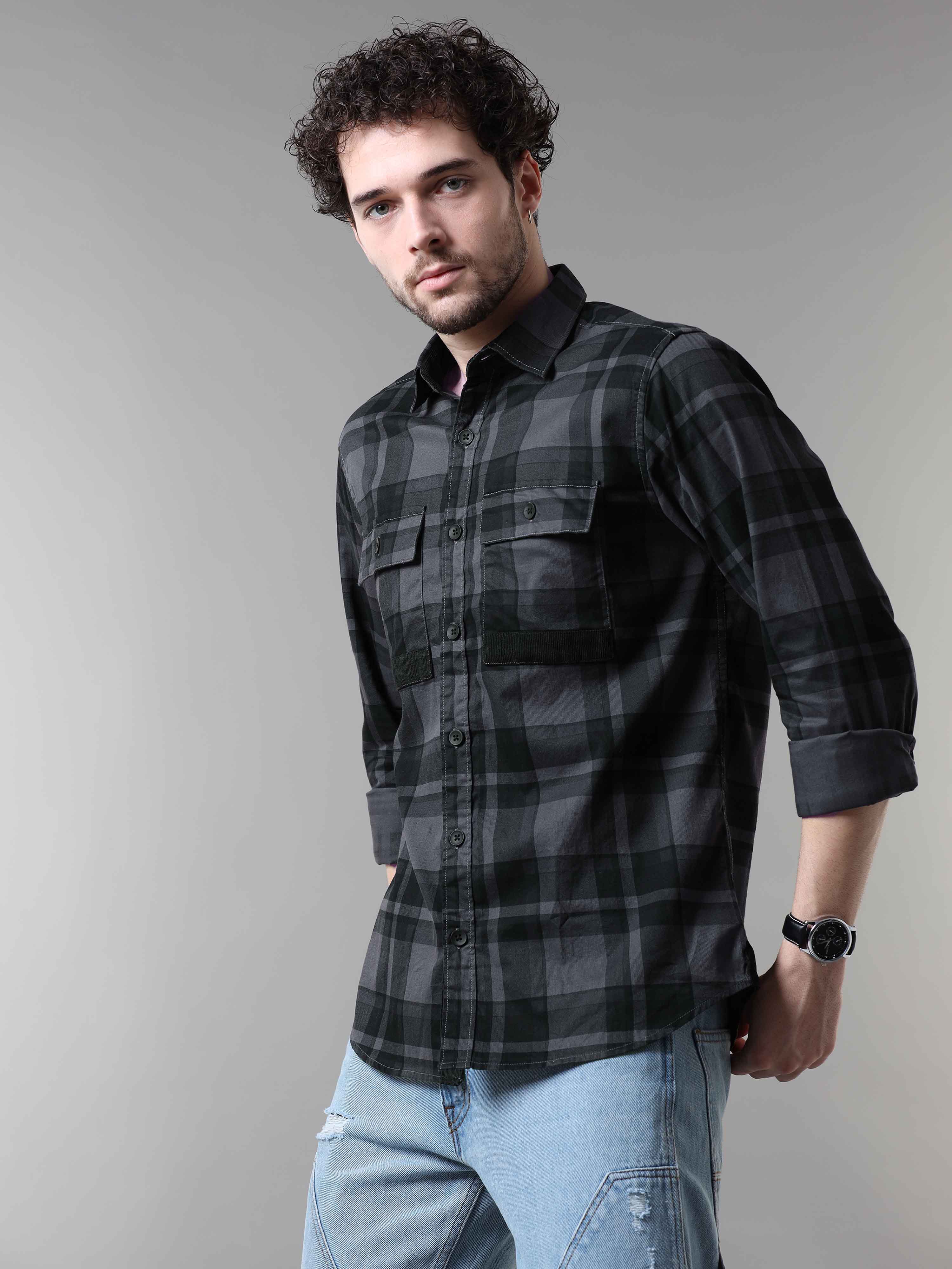 Shop Latest Black And Grey Check Shirt for Men OnlineRs. 1399.00