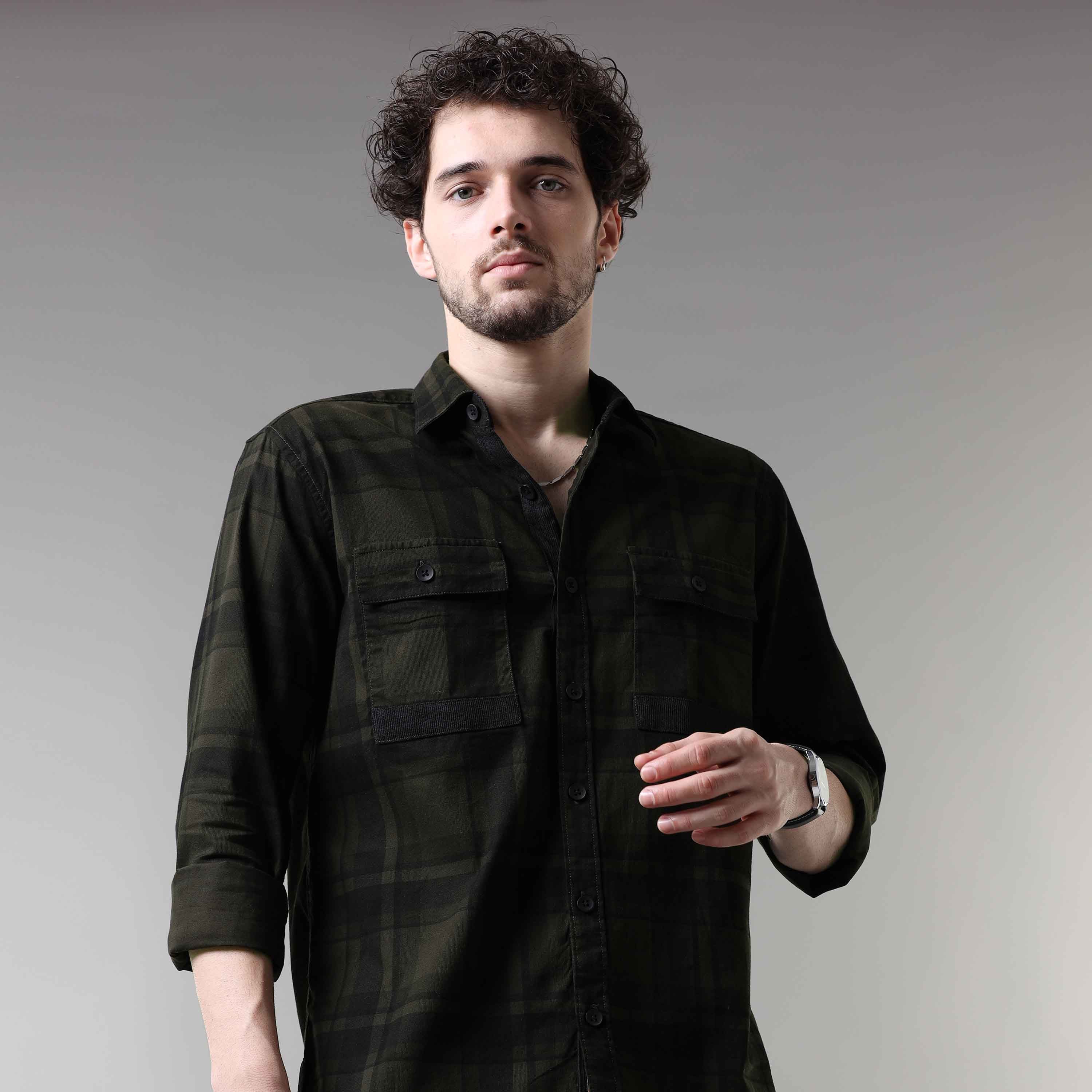 Shop Latest Green And Black Check Shirt OnlineRs. 1399.00
