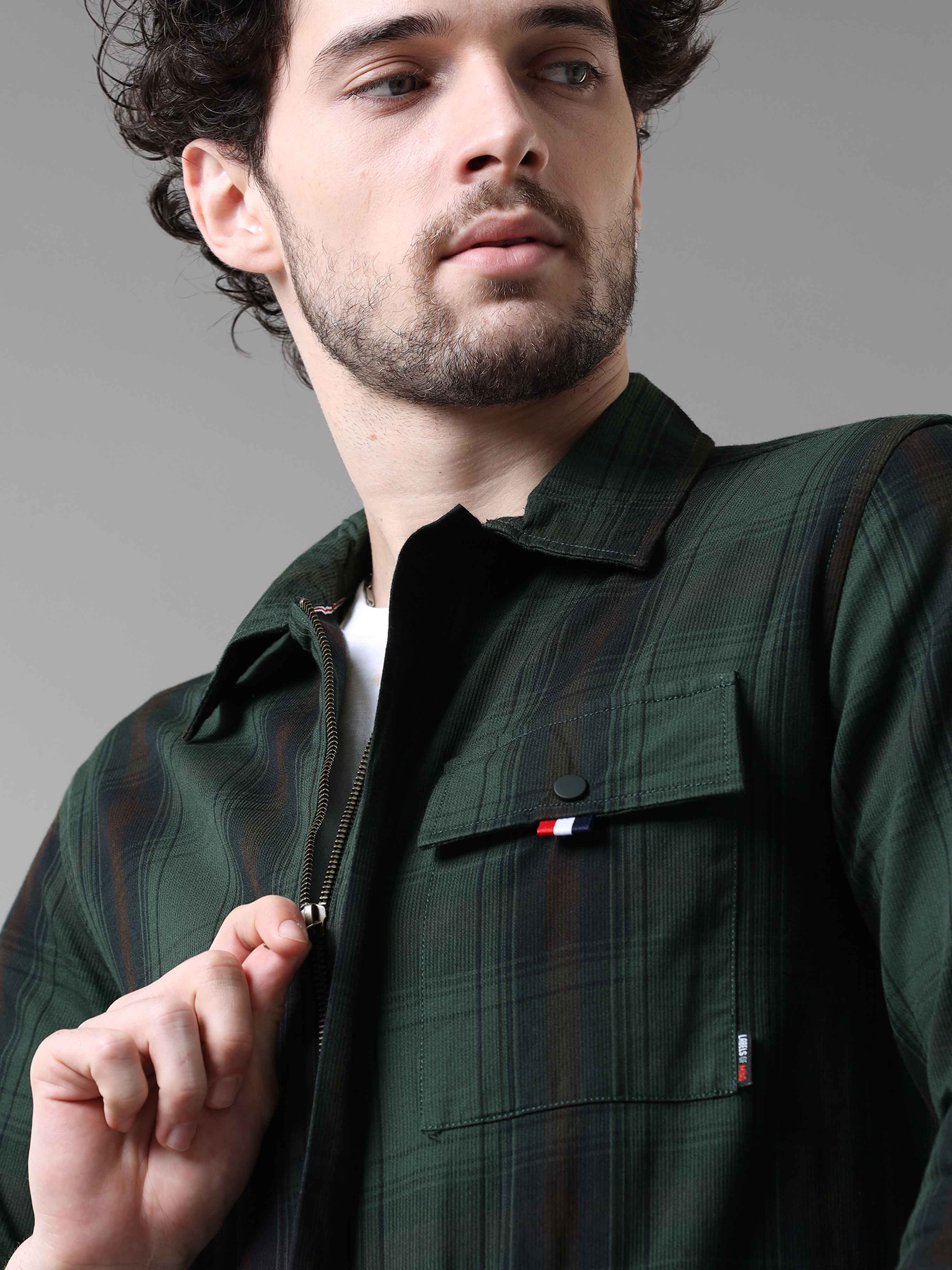 Buy Cool Hunter Green Men's Checked Shacket Online in IndiaRs. 1549.00