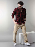 Buy Stylish Red And Black Check Shirt for Men OnlineRs. 1399.00