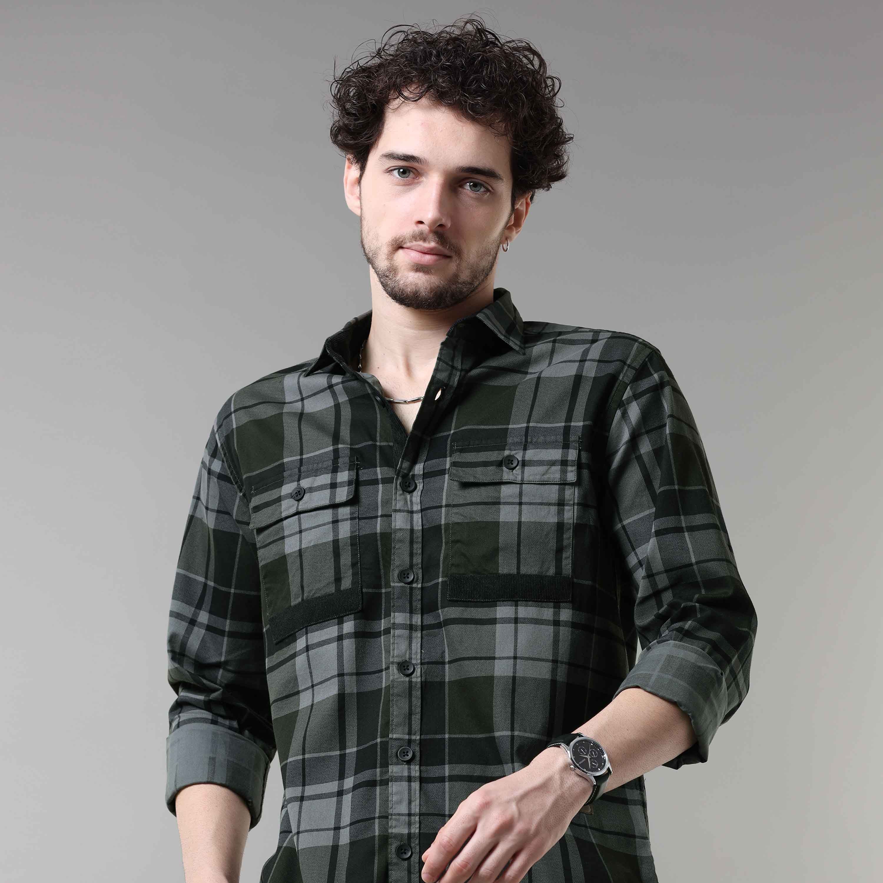 Shop Trendy Grey Check Shirt for Men OnlineRs. 1399.00