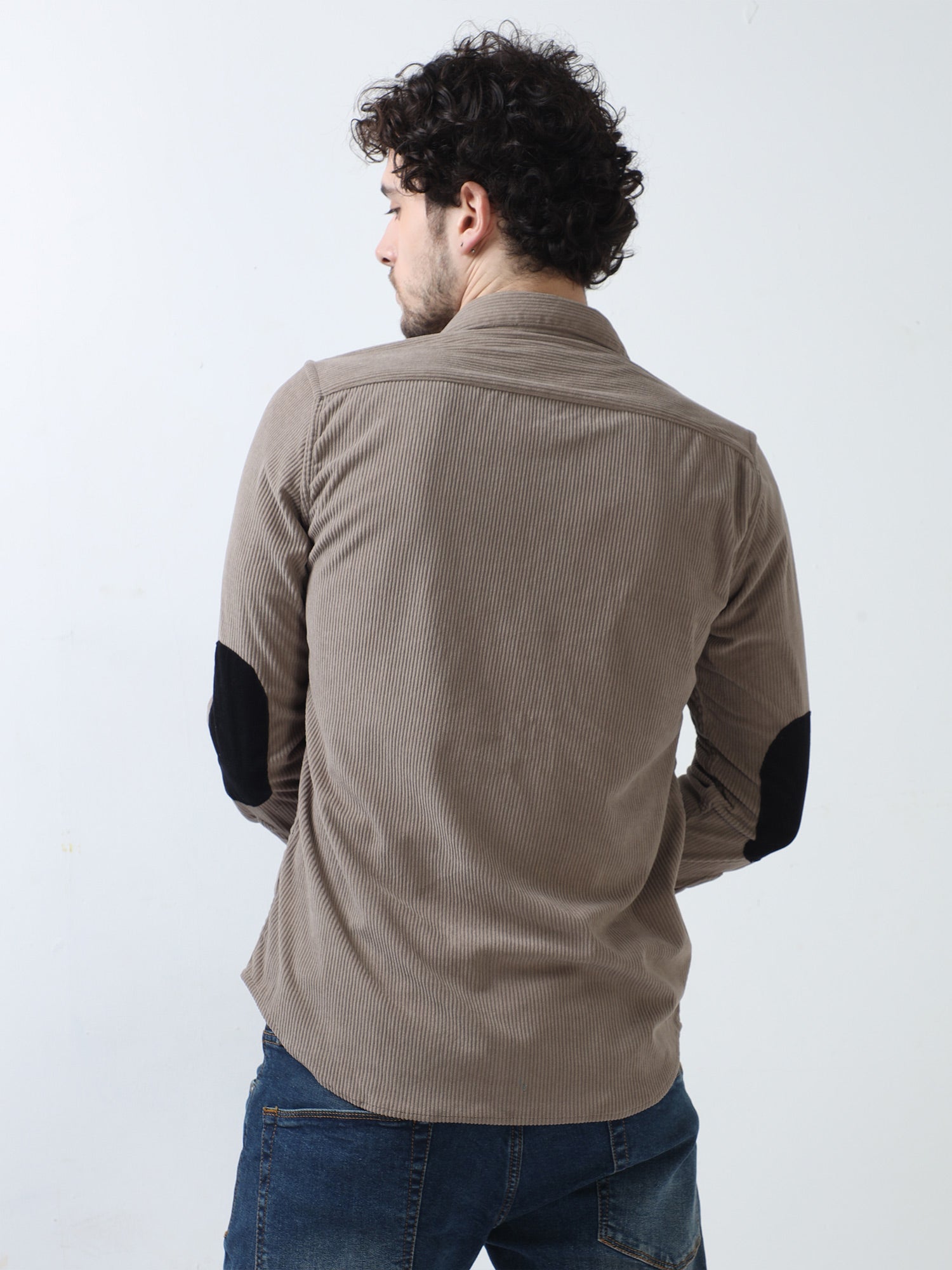 Tuscan Beige Corduroy Double Pocket Shirt with Elbow Patch