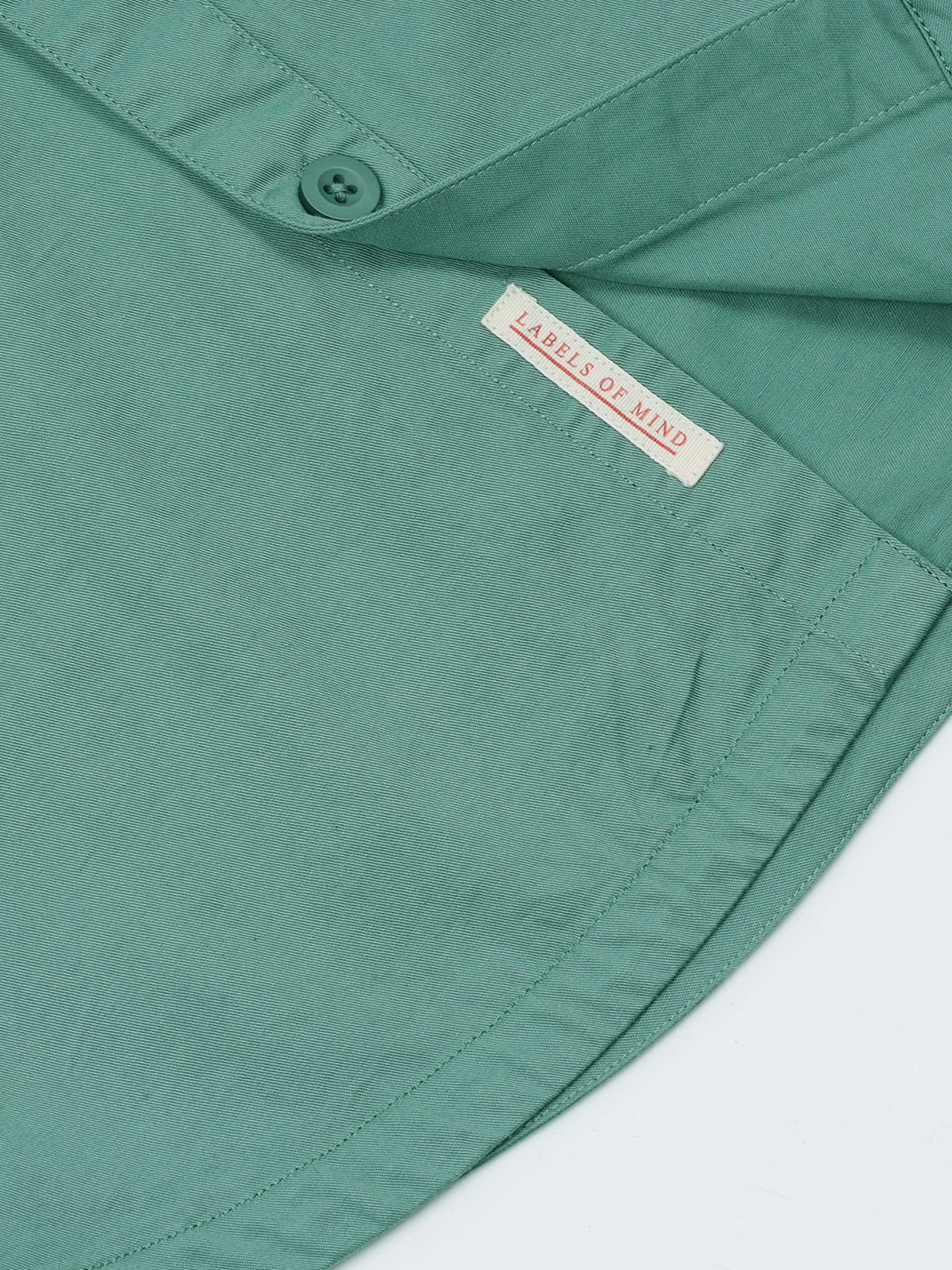 Viridian Green Twill Cotton Double Pocket Shirt