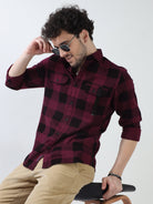 Buy Stylish red and black check shirt Online In IndiaRs. 1359.00