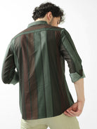 Shop Latest Lycra Ever Green Striped Shirt For Men OnlineRs. 1359.00