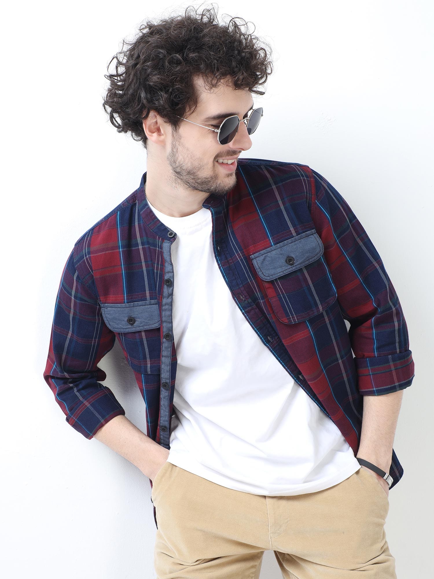 Chinese Neck Shirt - Shop Double Pocket Check Shirts OnlineRs. 1449.00